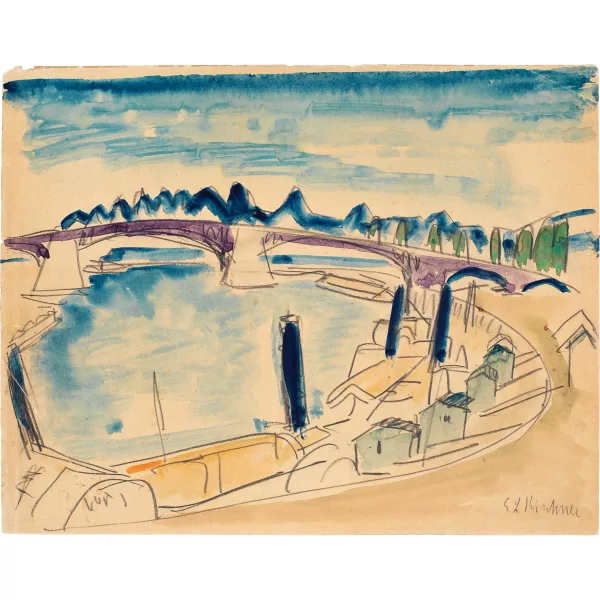 Ernst Ludwig Kirchner — Bucht mit Ufergebäuden und Brücke