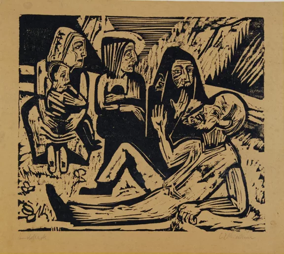 Ernst Ludwig Kirchner — 3 Bäuerinnen, eine mit Kind, und alter Bauer, 1923