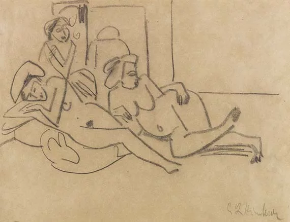 Ernst Ludwig Kirchner — Zwei liegende Akte und eine Sitzende