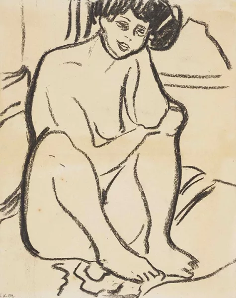 Ernst Ludwig Kirchner — Dodo nackt am Boden sitzend
