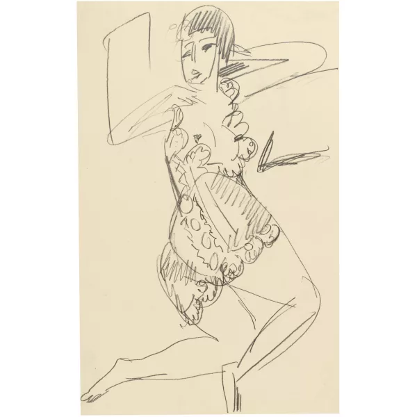 Ernst Ludwig Kirchner — Junge Tänzerin in ganzer Figur in Spitzen-Dessous