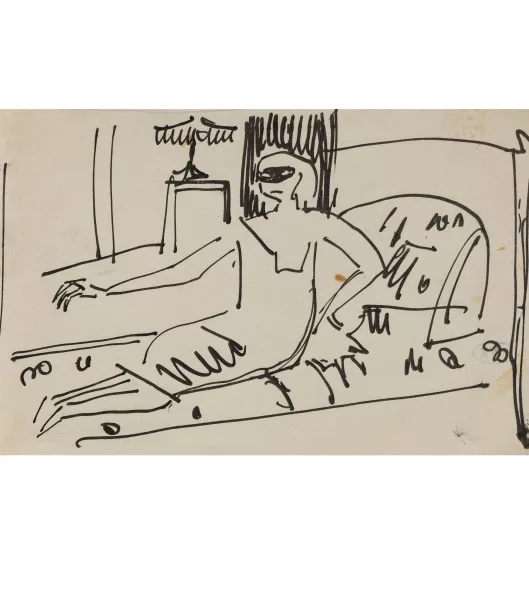 Ernst Ludwig Kirchner — Mädchen mit Halbmaske auf Sofa
