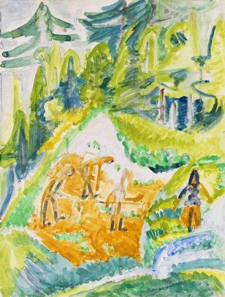 Ernst Ludwig Kirchner — Davoser Landschaft mit Bergbauern