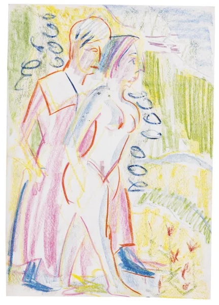 Ernst Ludwig Kirchner — Frau und nacktes Mädchen in Gebirgslandschaft