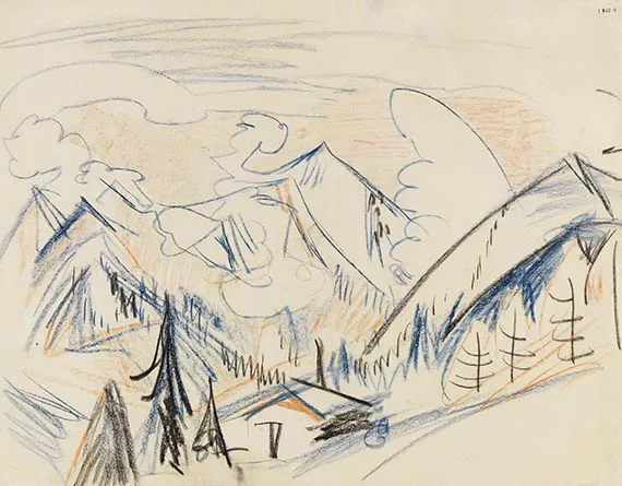 Ernst Ludwig Kirchner — Stafelalp (Berglandschaft bei Davos mit Berghütte)
