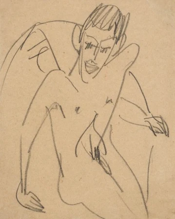 Männlicher Dreiviertelakt (wohl Hugo Bialowons), 1915