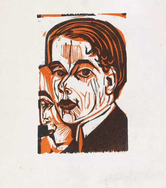 Ernst Ludwig Kirchner — Selbstbildnis mit Frauenprofil
