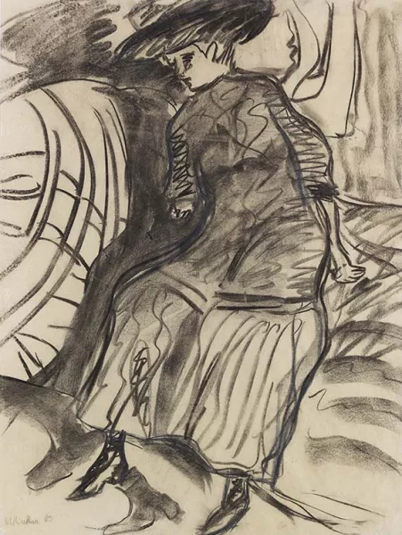 Ernst Ludwig Kirchner — Auf dem Bett sitzendes Mädchen