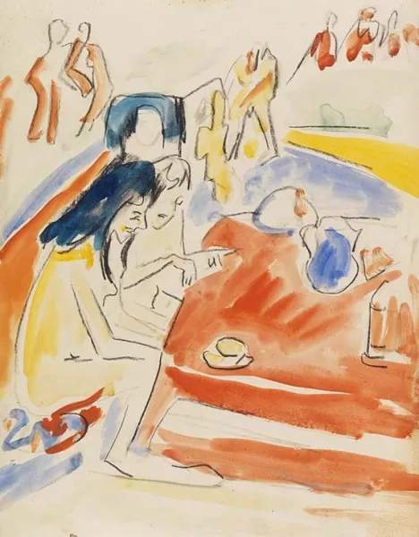 Ernst Ludwig Kirchner — Zwei am Tisch sitzende Mädchen