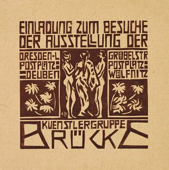Ernst Ludwig Kirchner — Einladung zur Ausstellung der Künstlergruppe "Brücke"