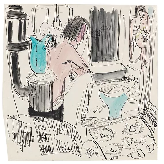 Ernst Ludwig Kirchner — Erna im Atelier mit Spiegelbild