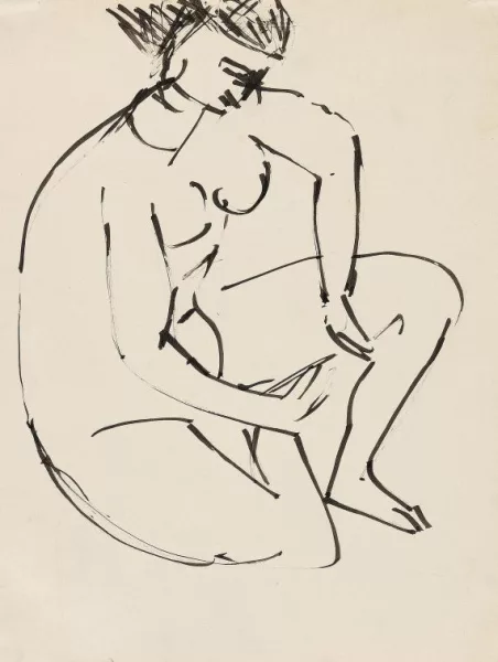Ernst Ludwig Kirchner — Hockender weiblicher Akt nach rechts
