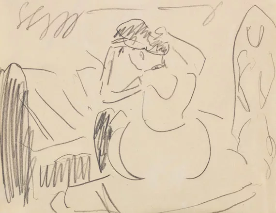 Ernst Ludwig Kirchner — Sitzende (im Atelier, sich das Haar ordnend)