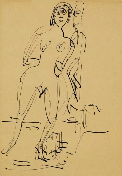 Ernst Ludwig Kirchner — Akt im Atelier vor einer Plastik