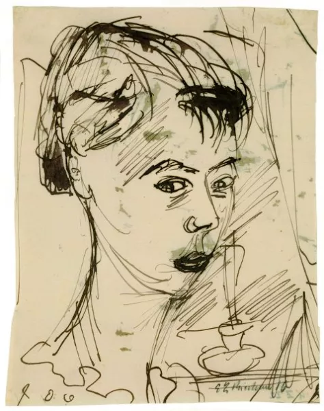 Ernst Ludwig Kirchner — Kopf eines jungen Mädchens im Dreiviertelprofil nach rechts