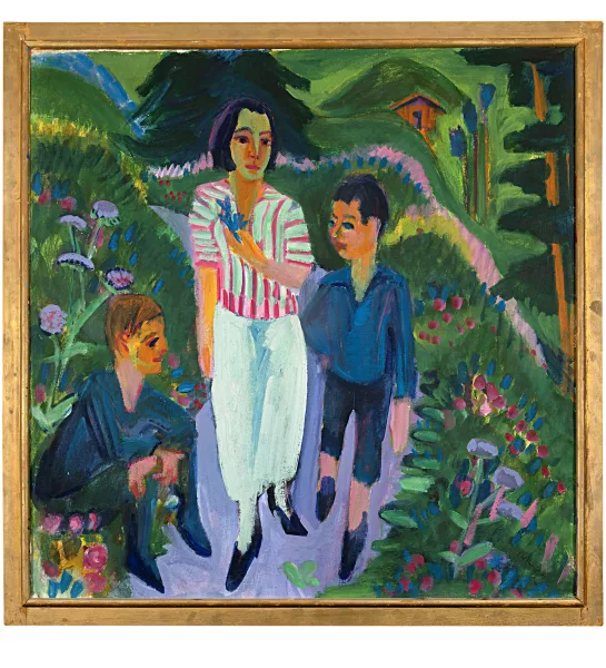 Ernst Ludwig Kirchner — Frau mit Knaben, Spaziergang (recto) - Hütten und Wiesen (verso)