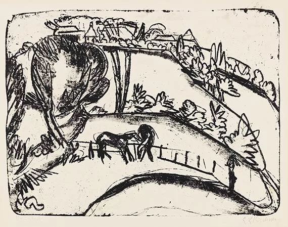 Ernst Ludwig Kirchner — Fehmarnlandschaft mit Pferden (mit Blick auf den Wulfener Berg)