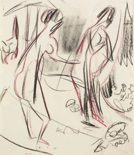 Ernst Ludwig Kirchner — Zwei stehende weibliche Akte im Walde