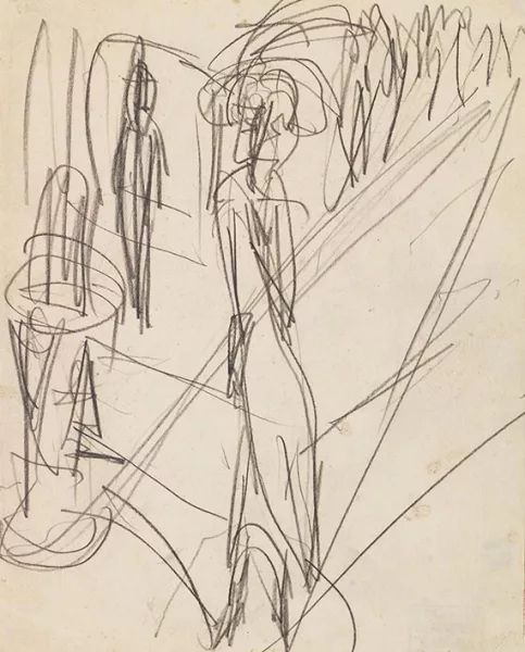 Ernst Ludwig Kirchner — Skizze zu "Strasse mit roter Kokotte" (Straßenszene I)