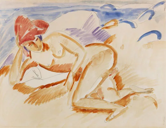 Ernst Ludwig Kirchner — Akt mit rotem Hut