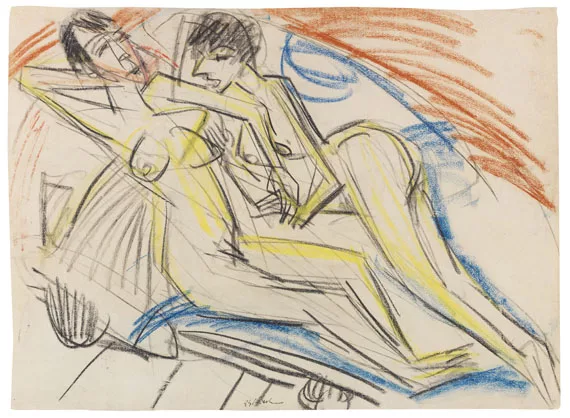 Ernst Ludwig Kirchner — Zwei nackte Mädchen auf dem Bett