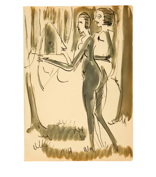 Ernst Ludwig Kirchner — Zwei nackte Mädchen beim Bogenschiessen