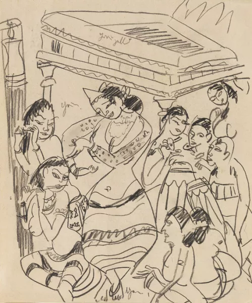 Ernst Ludwig Kirchner — Tanzende Königin Sivali und Musikerinnen