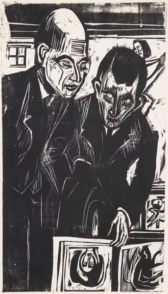 Ernst Ludwig Kirchner — Graphik besehende Herren (Dr. Bauer und Dr. Hans Mardersteig)