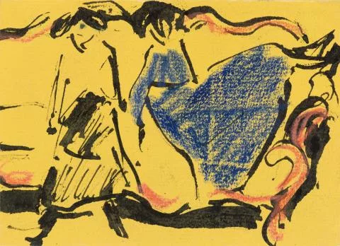 Ernst Ludwig Kirchner — Ohne Titel (Zwei Mädchen auf dem Sofa)
