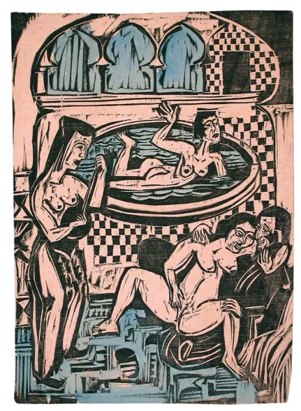 Ernst Ludwig Kirchner — Badeszene zu "Die drei Mädchen und der Lastträger"