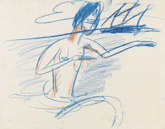 Ernst Ludwig Kirchner — Badender Akt mit Segelboot