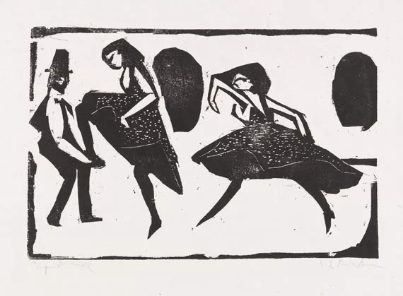 Ernst Ludwig Kirchner — Akrobatischer Tanz - Tanzgruppe, Mann maskiert