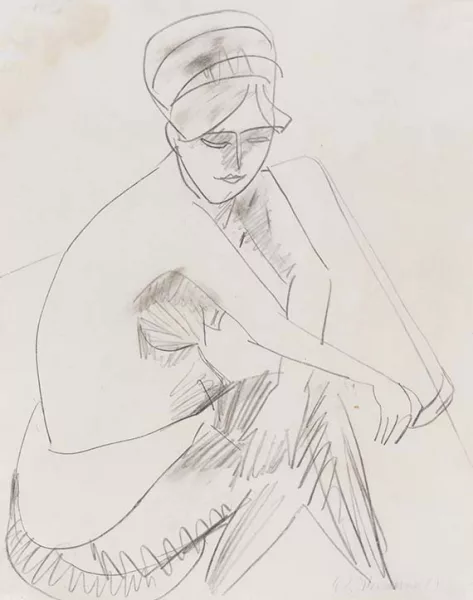 Ernst Ludwig Kirchner — Sitzender Akt, Dodo (Halbakt)