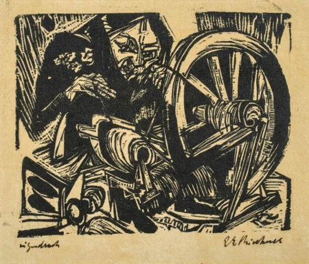 Spinnerin – Nini Müller am Spinnrad, 1919