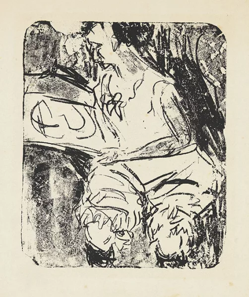 Ernst Ludwig Kirchner — Graphik besehendes Mädchen