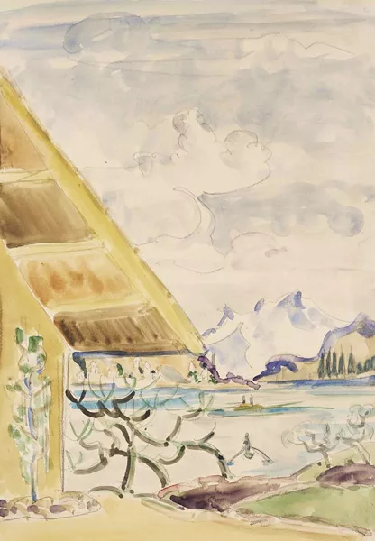 Ernst Ludwig Kirchner — Seelandschaft mit Haus und Bergpanorama