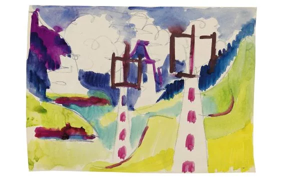 Ernst Ludwig Kirchner — Elektrische Leitungen mit Blick auf Tinsenhorn und Rhätisch Bahn