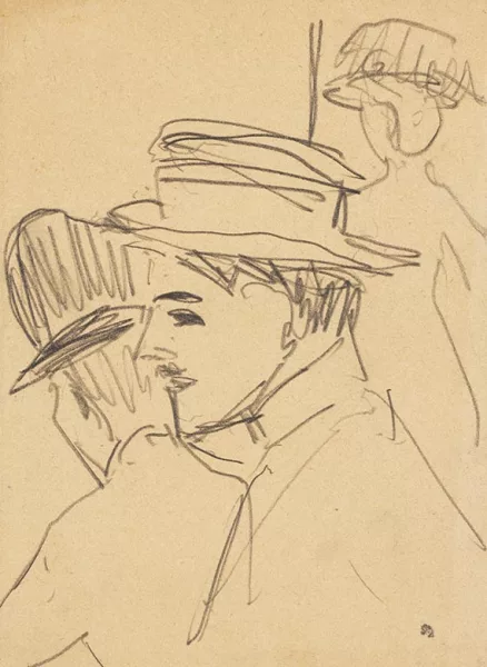 Ernst Ludwig Kirchner — Straßenszene, Studie dreier Passanten mit Hut