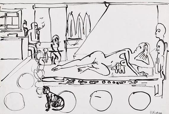 Ernst Ludwig Kirchner — Atelier-Interieur mit Akt