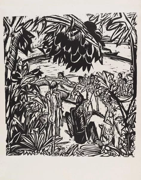 Ernst Ludwig Kirchner — Badeszene unter überhängenden Baumzweigen, Fehmarn