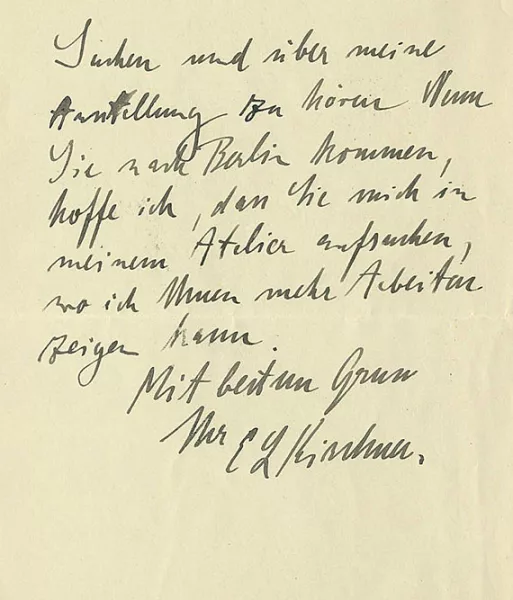 Ernst Ludwig Kirchner — Autograph. 1914.