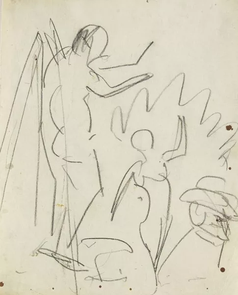 Ernst Ludwig Kirchner — Akte hinter Büschen (Moritzburg)