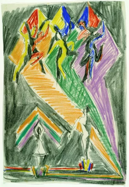Ernst Ludwig Kirchner — Tanzende Mädchen in farbigen Strahlen