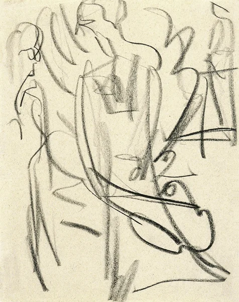 Ernst Ludwig Kirchner — Stehende Geigerin in Gesellschaft (Frau Rohner), 1927/28