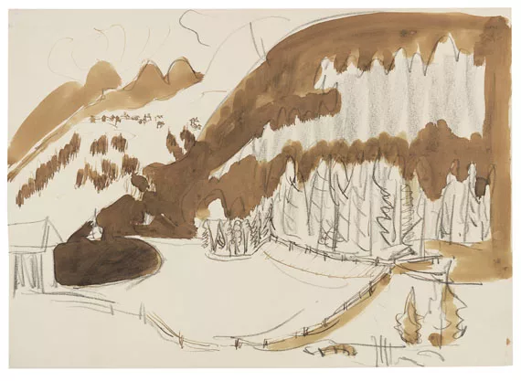 Ernst Ludwig Kirchner — Landschaft bei Davos (Berglandschaft im Winter, Bewaldete Berglandschaft)