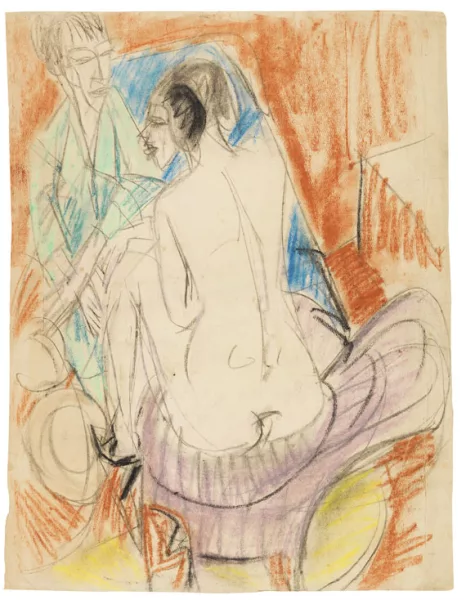 Ernst Ludwig Kirchner — Selbstporträt mit Gerda (Mann und Sitzende im Atelier)