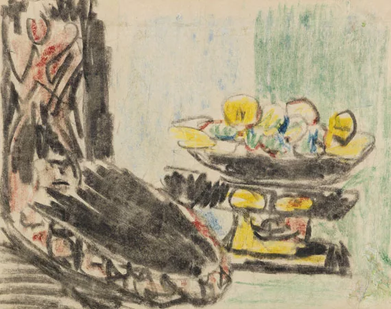 Ernst Ludwig Kirchner — Stillleben neben geschnitztem Stuhl