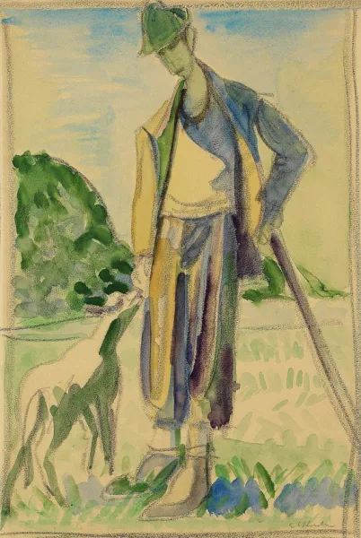 Ernst Ludwig Kirchner — Hirte mit Stock und Lamm (Selbstbildnis)