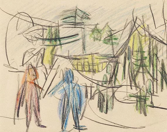 Ernst Ludwig Kirchner — Davoser Landschaft mit Figuren
