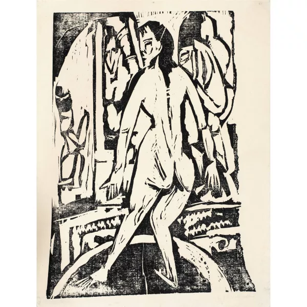 Ernst Ludwig Kirchner — Stehender weiblicher Rückenakt - Nackte Frau im Raum